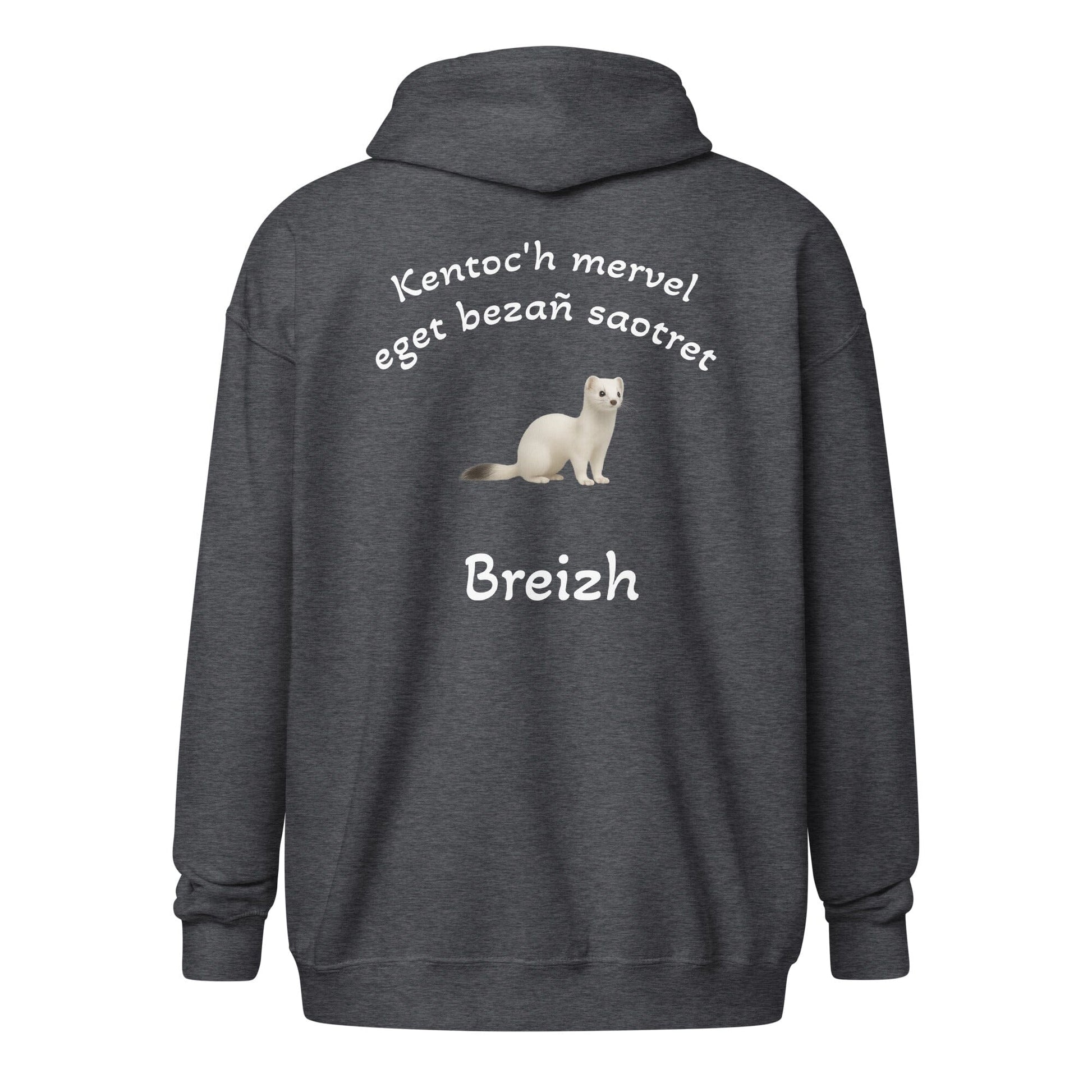 Sweat à capuche à fermeture éclair kentoc'h mervel eget bezañ saotret sweat-shirt Bevet Breizh Gris Foncé Chiné S 