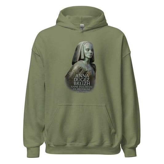 Sweat à capuche Anne de Bretagne Bevet Breizh Vert Militaire S 