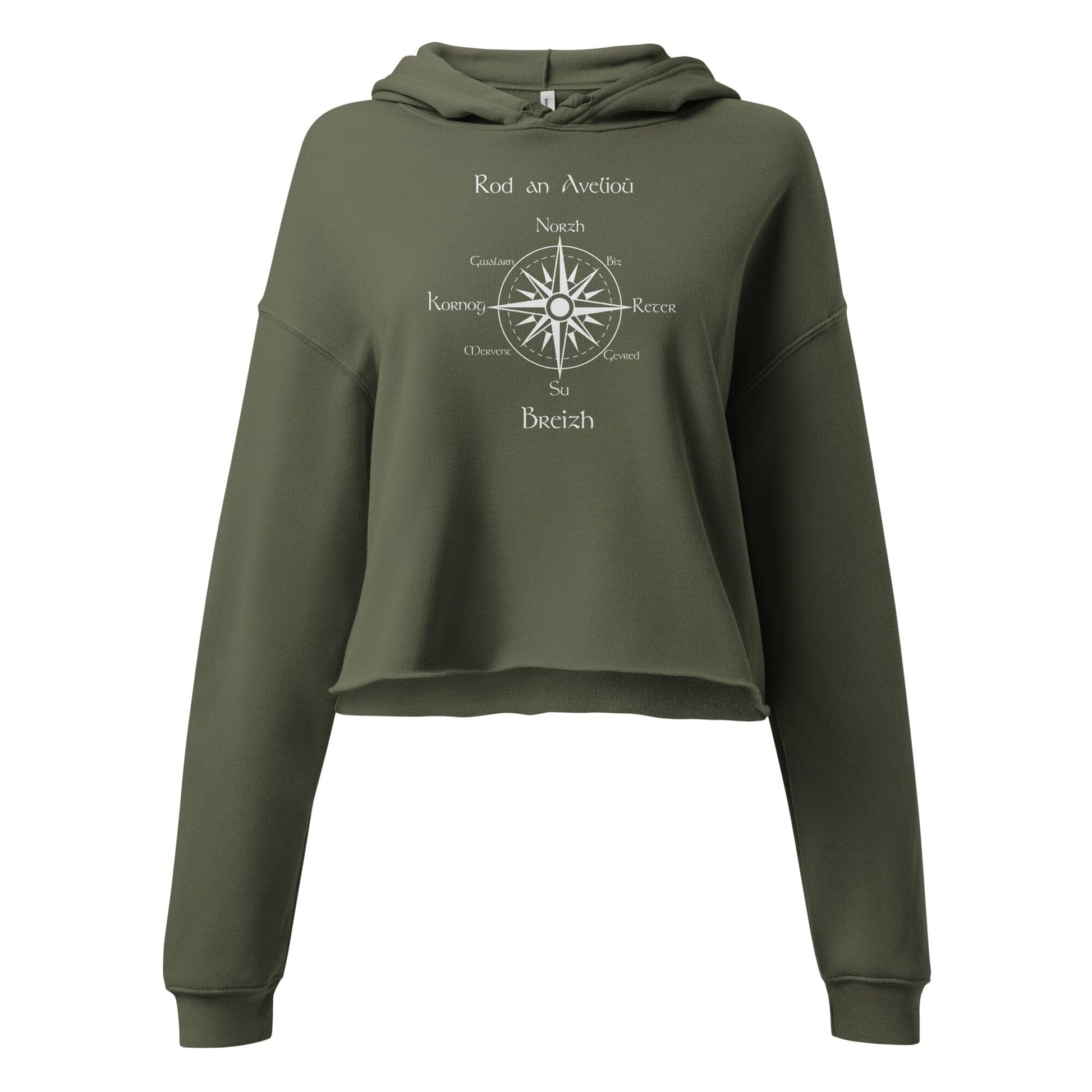 Sweat à Capuche Crop-Top rod an avelioù sweatshirt Bevet Breizh Vert Militaire S 