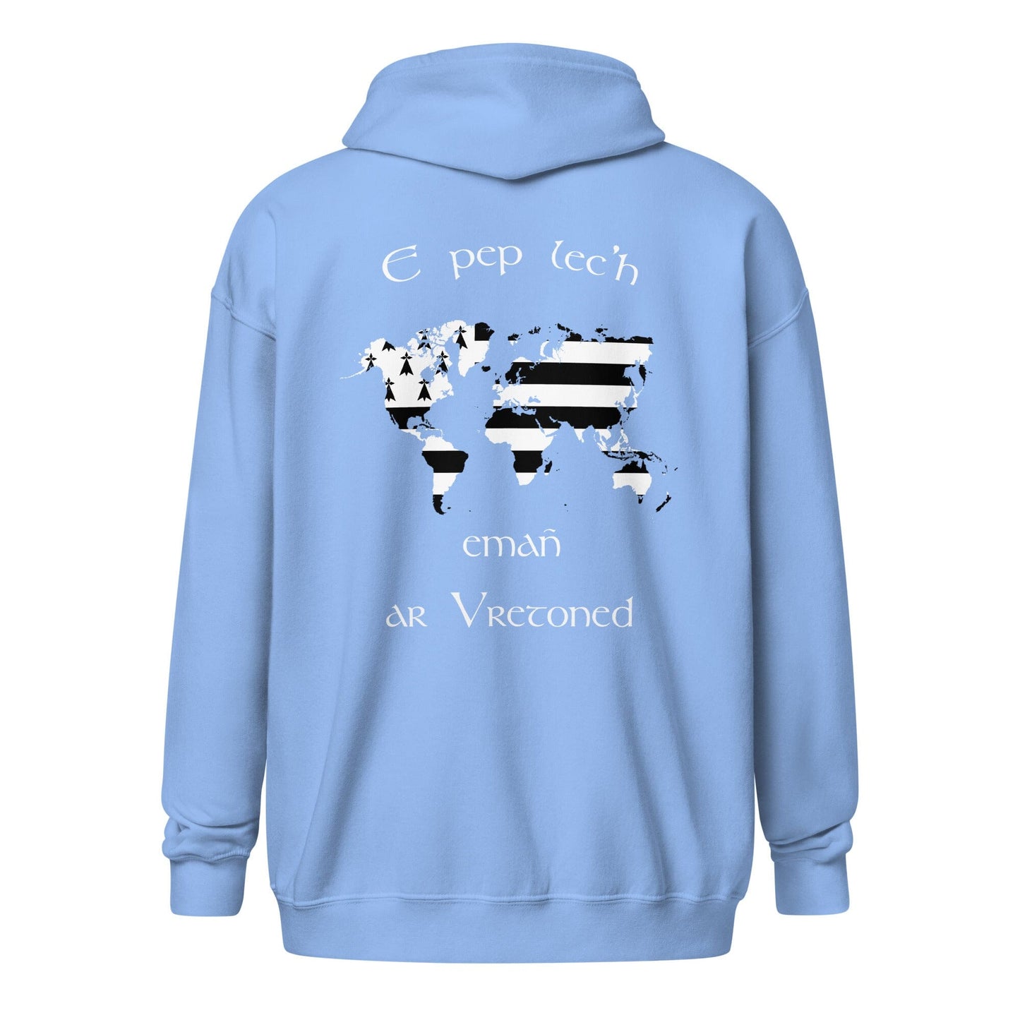Sweat à capuche e pep lec'h emañ ar Vretoned avec fermeture éclair sweat-shirt Bevet Breizh Bleu S 