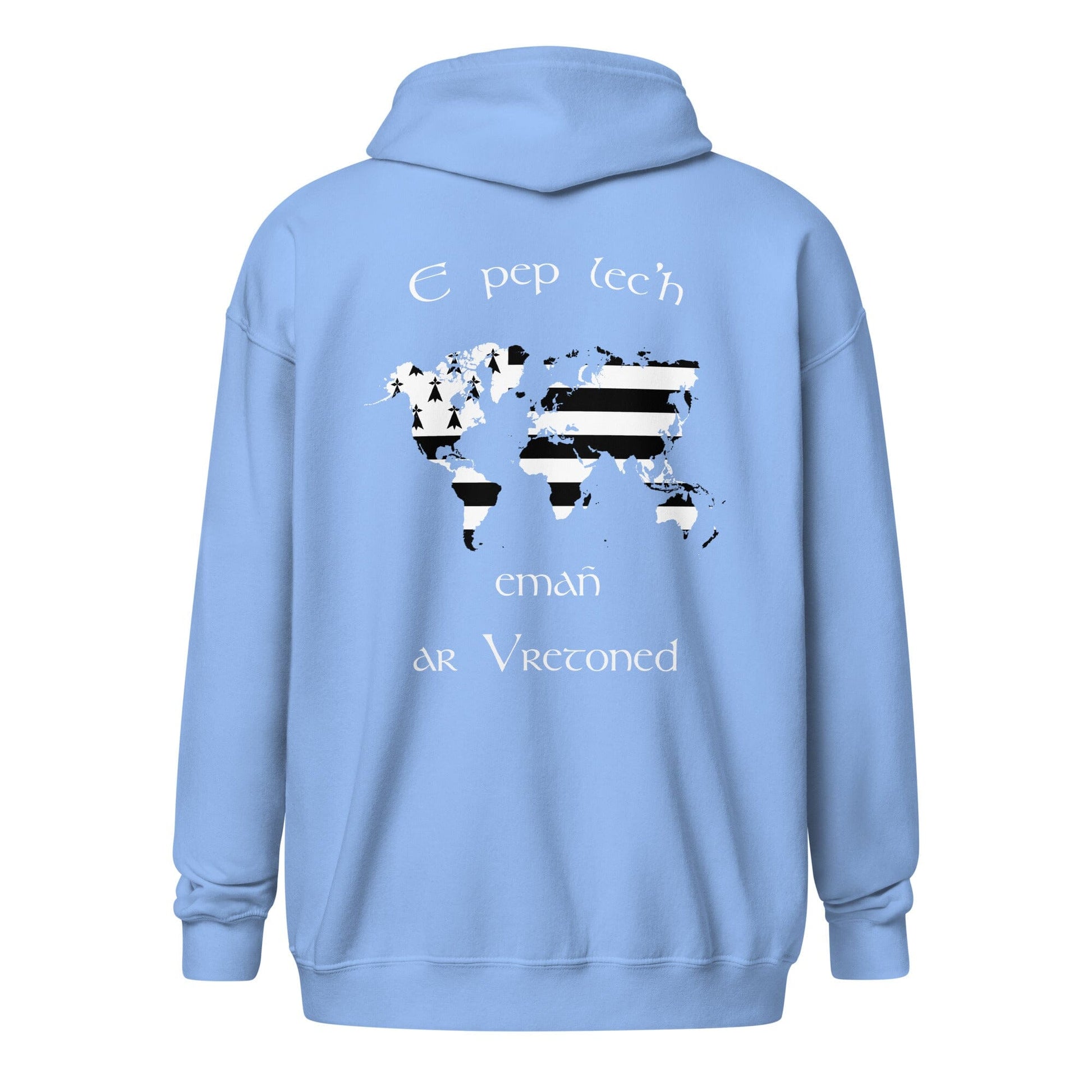 Sweat à capuche e pep lec'h emañ ar Vretoned avec fermeture éclair sweat-shirt Bevet Breizh Bleu S 