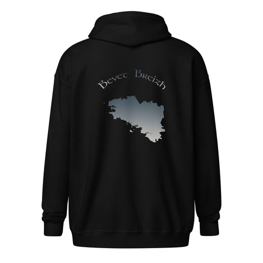 Sweat à capuche épais unisexe à fermeture éclair Bevet Breizh sweat-shirt Bevet Breizh Noir S 