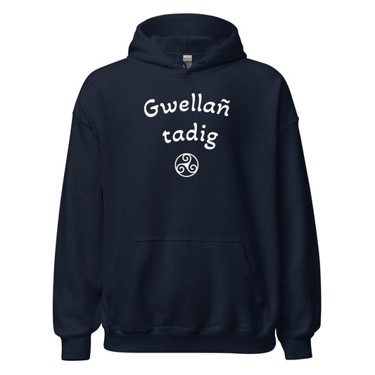 Sweat à capuche Gwellañ tadig sweatshirt Bevet Breizh Bleu Marine S 