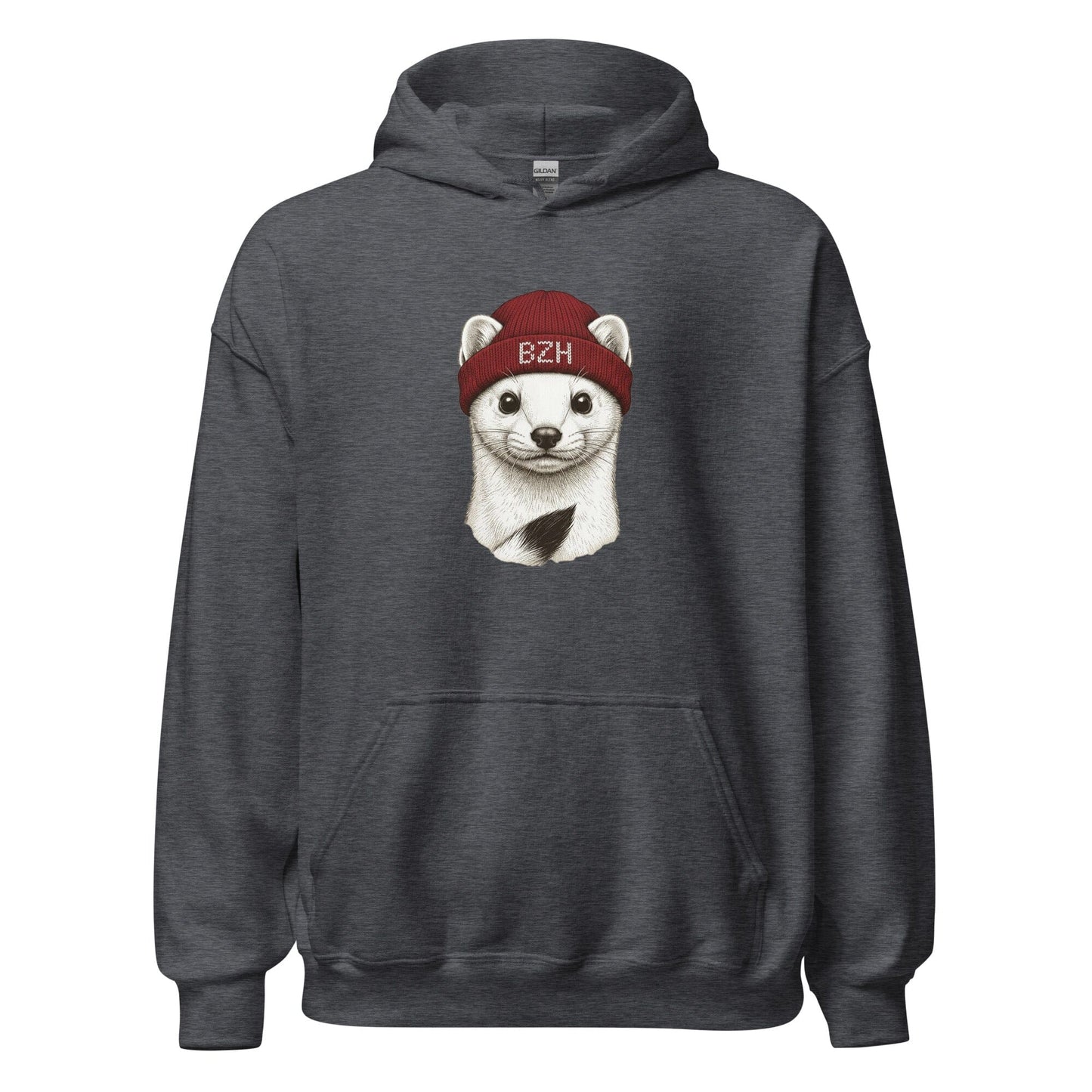Sweat à capuche Hermine BZH Bevet Breizh sweat-shirt Bevet Breizh Gris Foncé Chiné S 