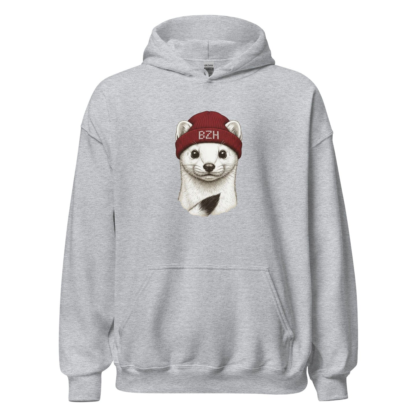 Sweat à capuche Hermine BZH Bevet Breizh sweat-shirt Bevet Breizh Gris Sport S 