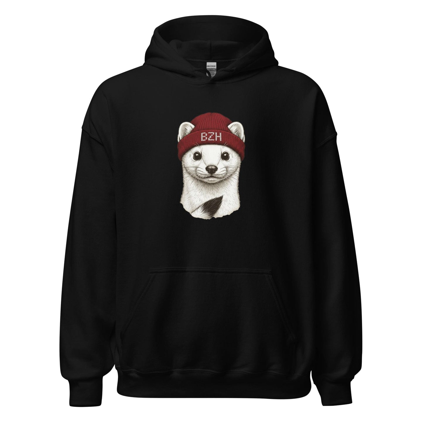 Sweat à capuche Hermine BZH Bevet Breizh sweat-shirt Bevet Breizh Noir S 