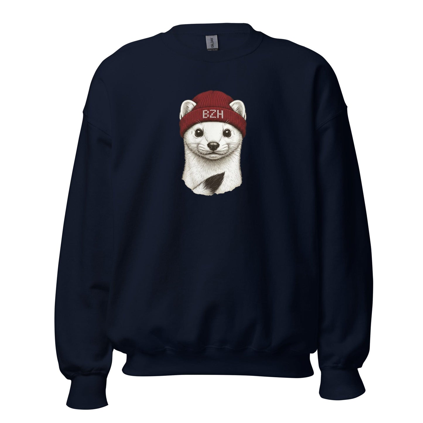 Sweat Hermine BZH col rond unisexe sweat-shirt Bevet Breizh Bleu Marine S 