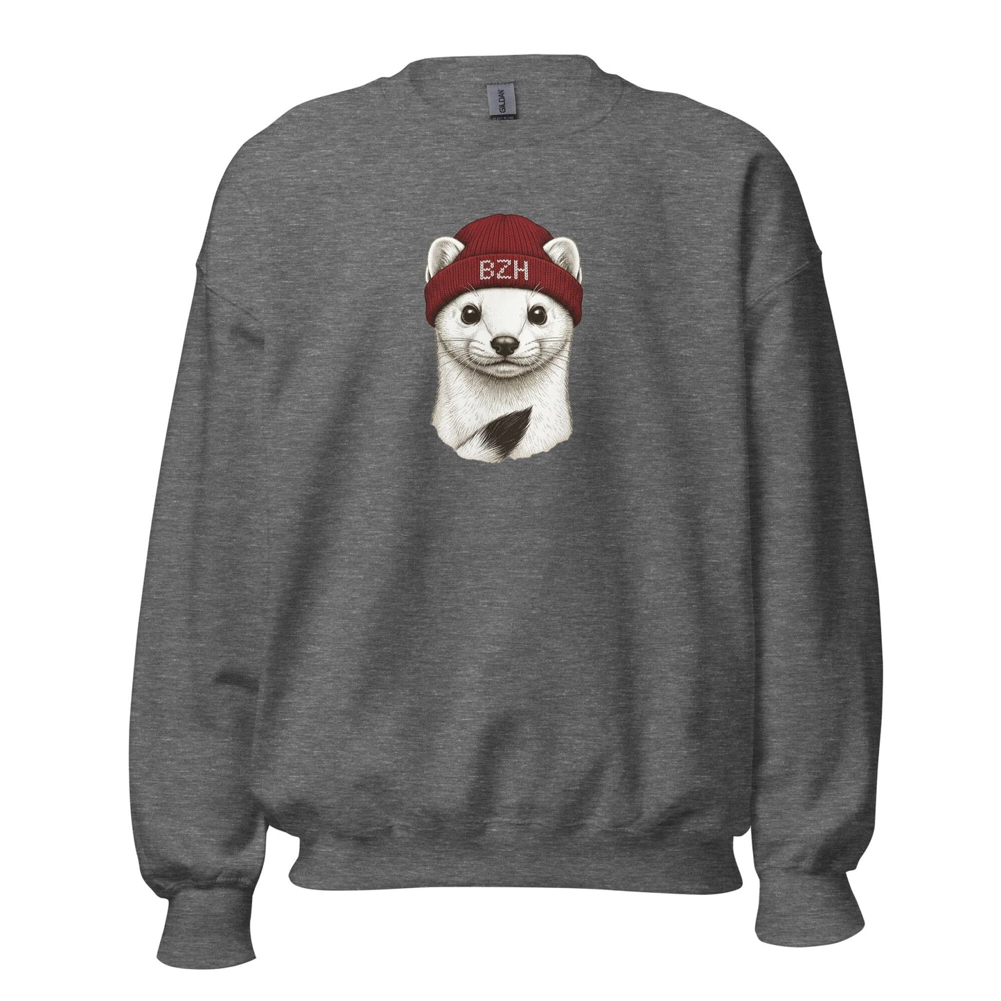 Sweat Hermine BZH col rond unisexe sweat-shirt Bevet Breizh Graphite Heather S 