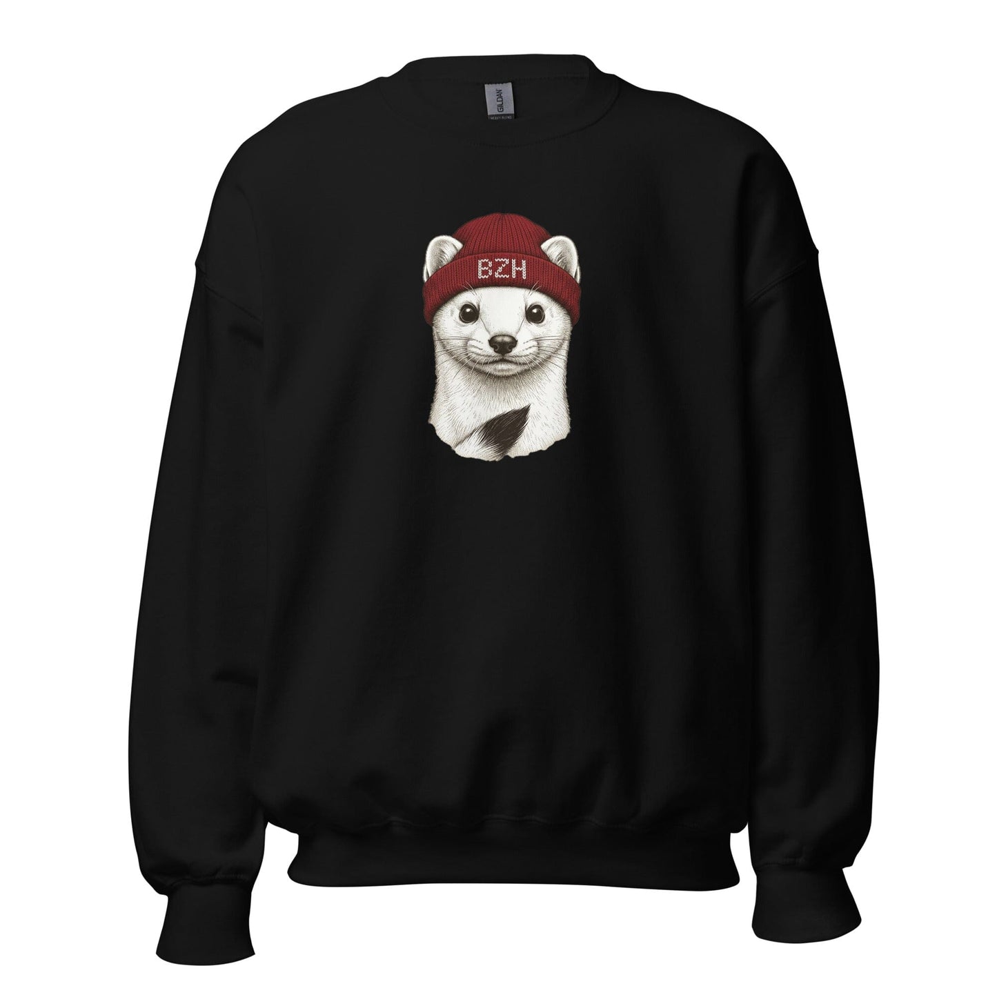 Sweat Hermine BZH col rond unisexe sweat-shirt Bevet Breizh Noir S 