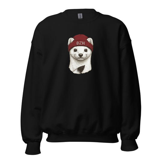 Sweat Hermine BZH col rond unisexe sweat-shirt Bevet Breizh Noir S 