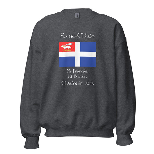 Sweat Ni Français Ni Breton Malouin suis sweat-shirt Bevet Breizh Gris Foncé Chiné S 