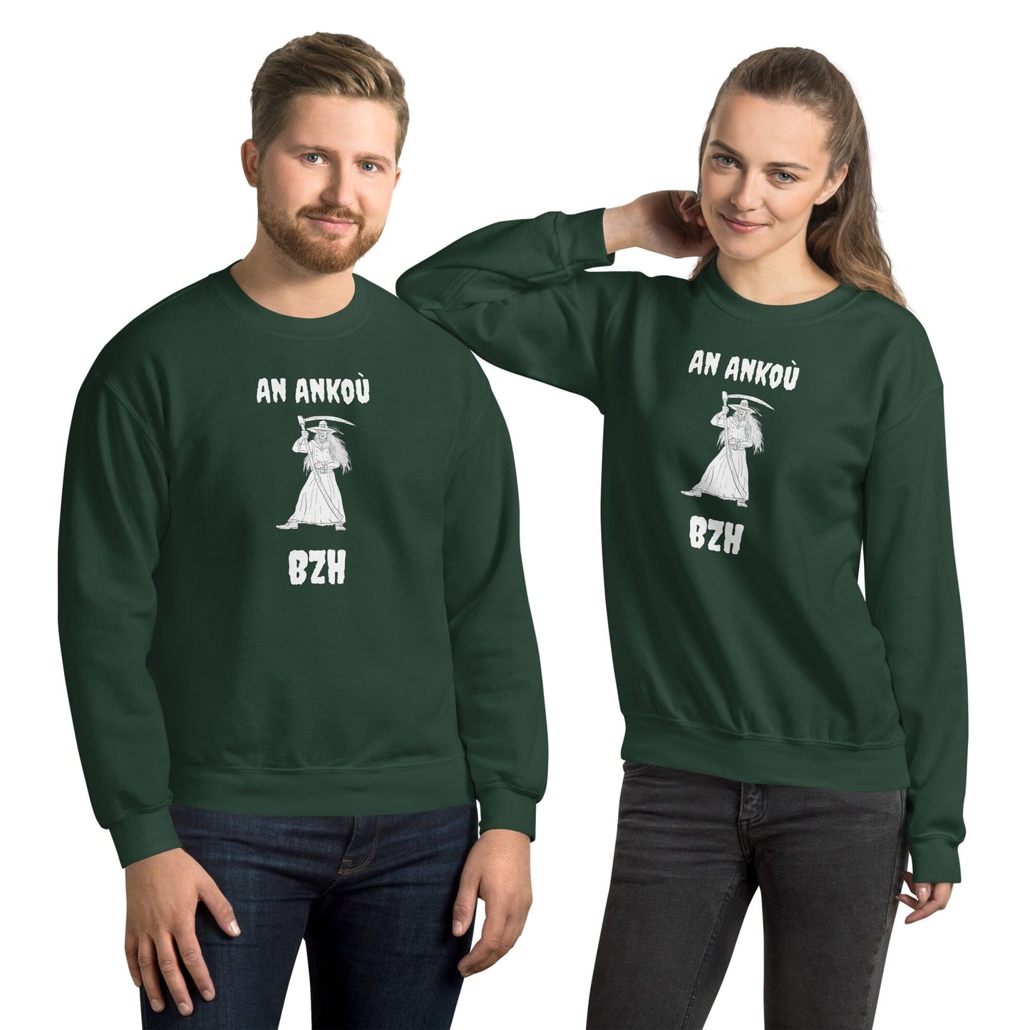 Sweat-shirt unisexe An Ankoù Bevet Breizh Vert Forêt S 