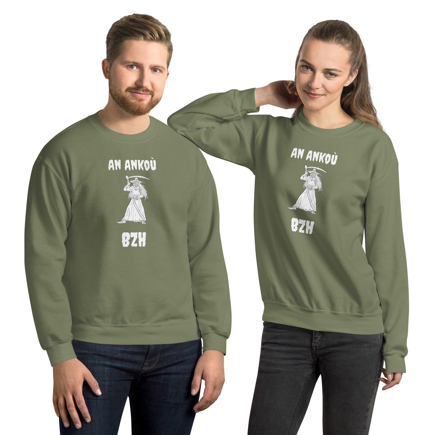 Sweat-shirt unisexe An Ankoù Bevet Breizh Vert Militaire S 