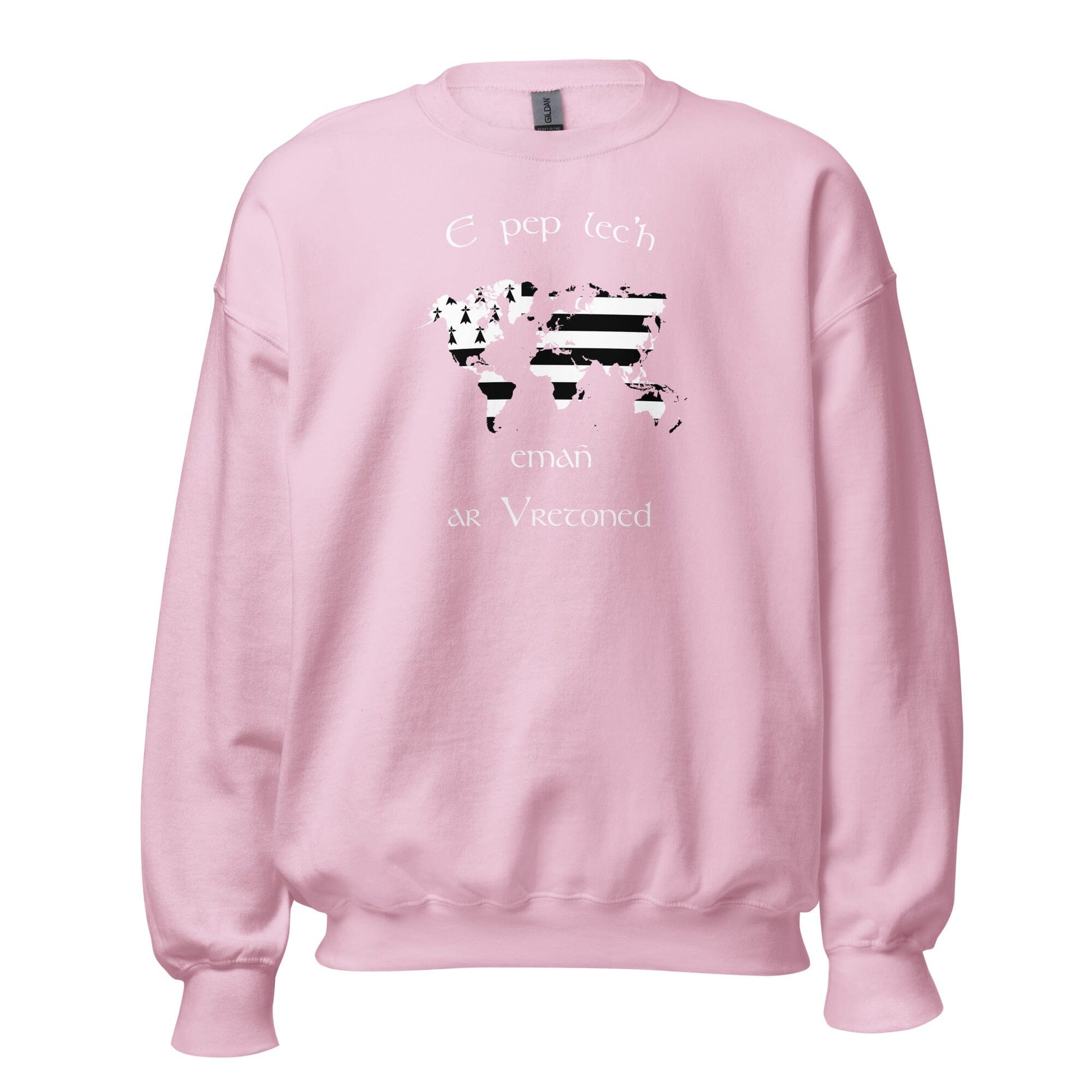 Sweat Unisexe à Col Rond E pep lec'h emañ ar Vretoned sweatshirt Bevet Breizh Rose Clair S 