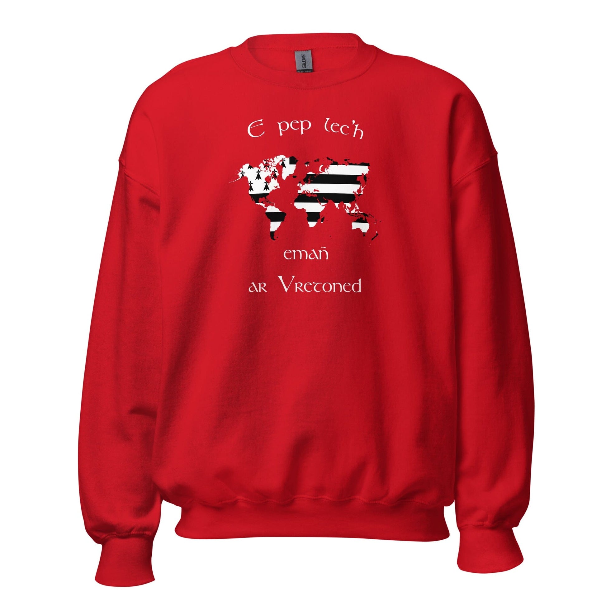 Sweat Unisexe à Col Rond E pep lec'h emañ ar Vretoned sweatshirt Bevet Breizh Rouge S 