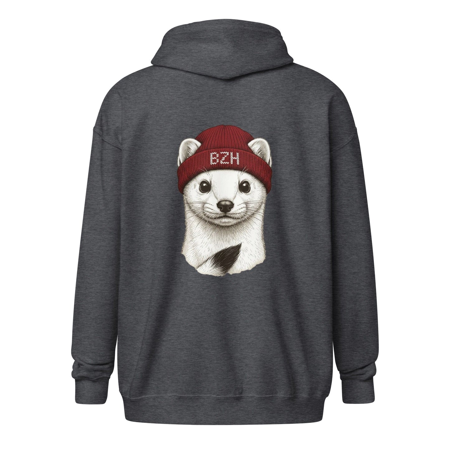 Sweat zippé Hermine BZH sweat-shirt Bevet Breizh Gris Foncé Chiné S 