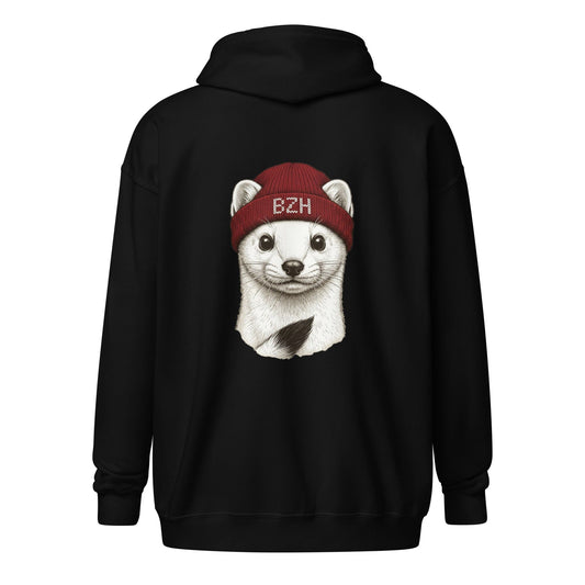 Sweat zippé Hermine BZH sweat-shirt Bevet Breizh Noir S 