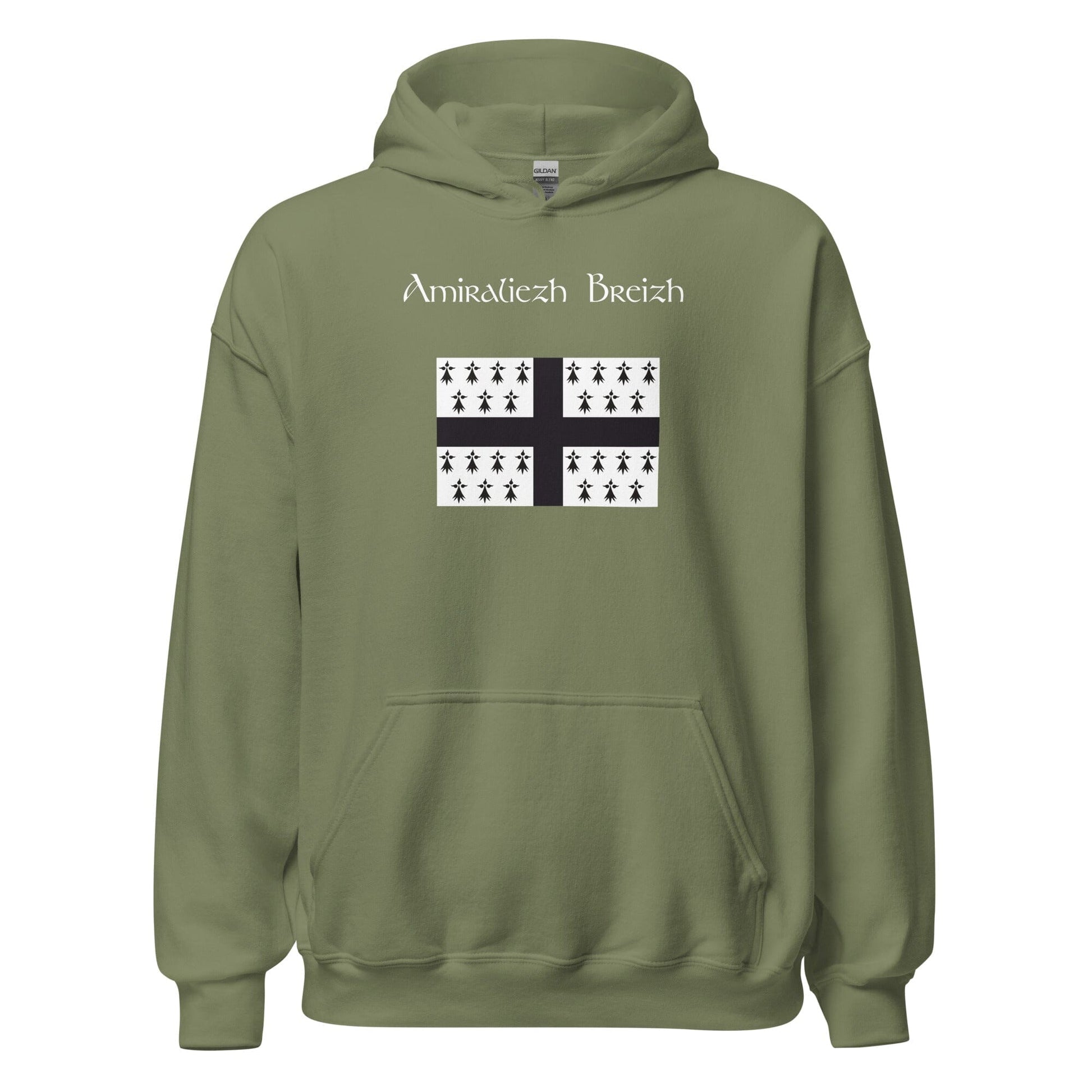 Sweatshirt à capuche amiraliezh Breizh sweat-shirt Bevet Breizh Vert Militaire S 