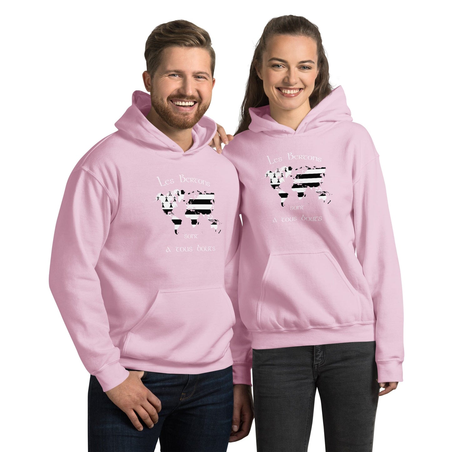 Sweatshirt à capuche les Bertons sont a tous bouts sweatshirt Bevet Breizh Rose Clair S 