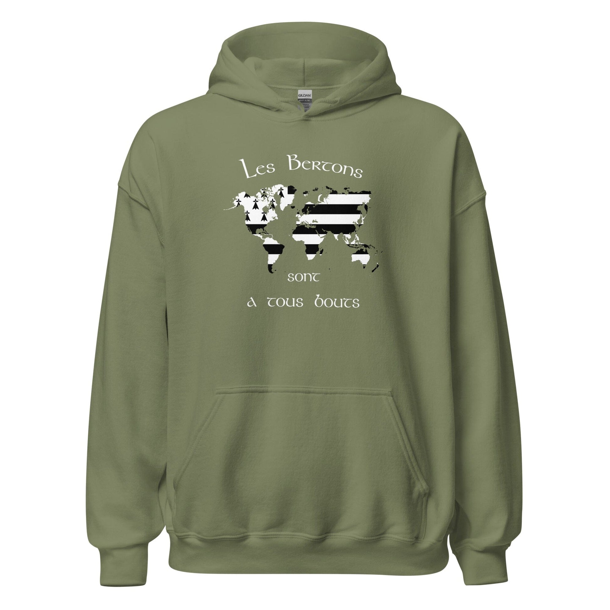 Sweatshirt à capuche les Bertons sont a tous bouts sweatshirt Bevet Breizh Vert Militaire S 