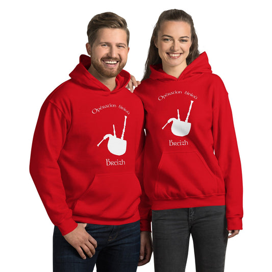 Sweatshirt à capuche unisexe opération binioù Bevet Breizh Rouge S 