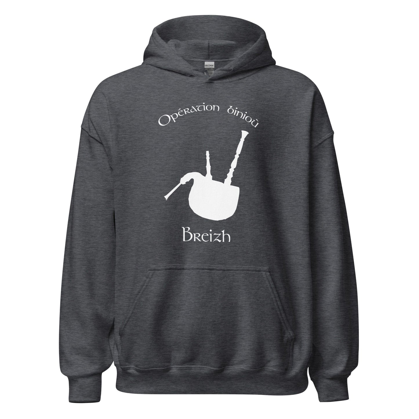 Sweatshirt à capuche unisexe opération binioù sweatshirt Bevet Breizh Gris Foncé Chiné S 