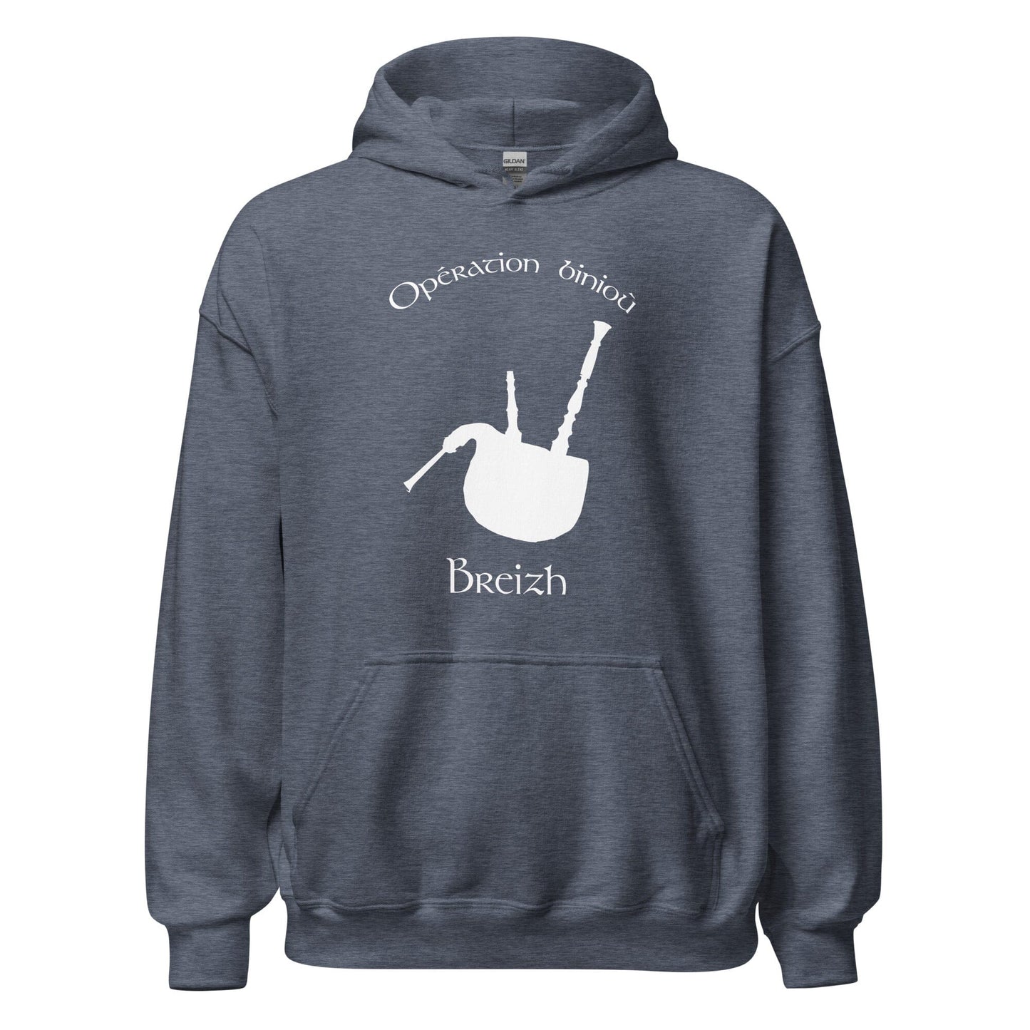 Sweatshirt à capuche unisexe opération binioù sweatshirt Bevet Breizh Heather Sport Dark Navy S 