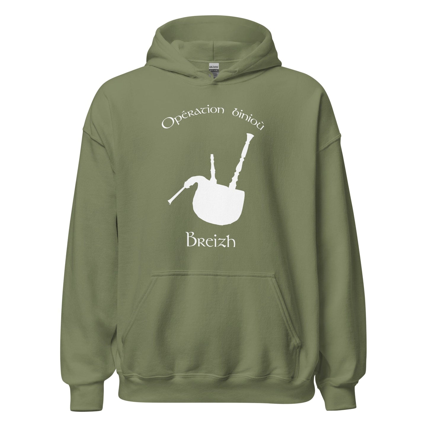 Sweatshirt à capuche unisexe opération binioù sweatshirt Bevet Breizh Vert Militaire S 