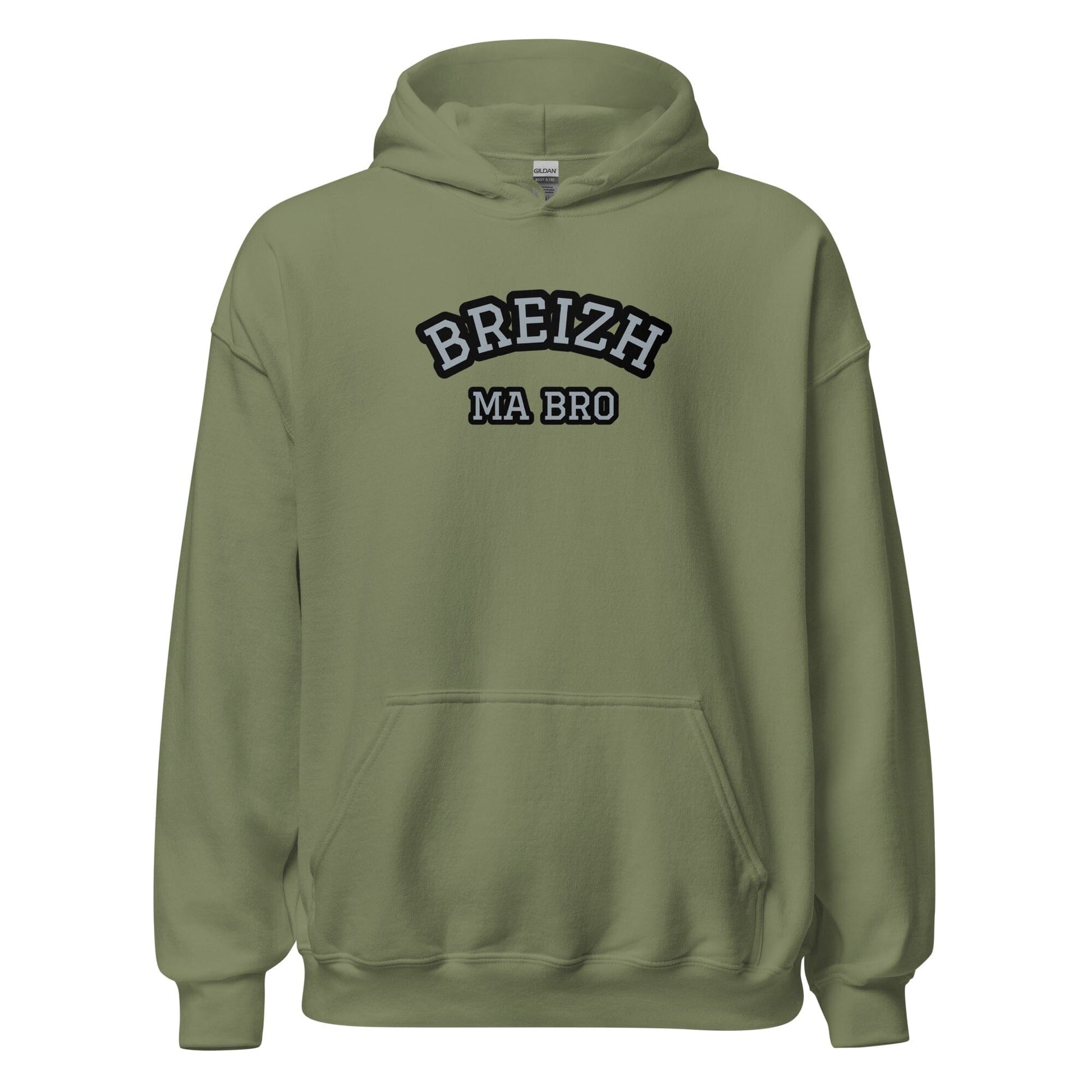 Sweatshirt Breizh ma bro unisexe à capuche sweatshirt Bevet Breizh Vert Militaire S 