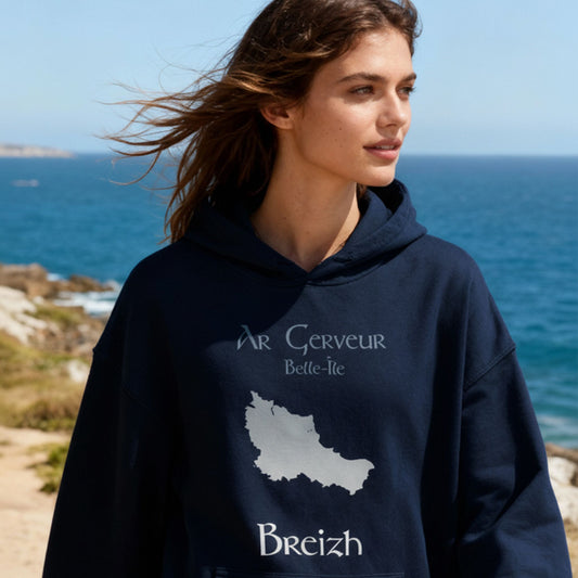 Sweatshirt unisexe à capuche Ar Gerveur Belle-Île sweat-shirt Bevet Breizh 