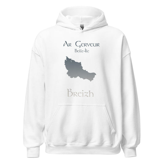 Sweatshirt unisexe à capuche Ar Gerveur Belle-Île sweat-shirt Bevet Breizh Blanc S 