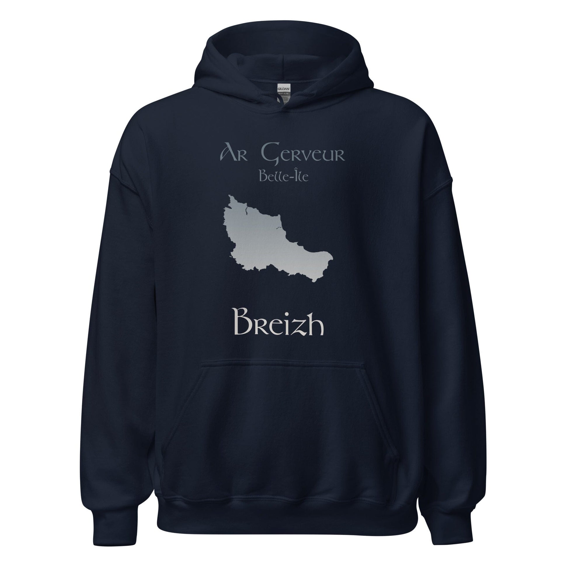 Sweatshirt unisexe à capuche Ar Gerveur Belle-Île sweat-shirt Bevet Breizh Bleu Marine S 