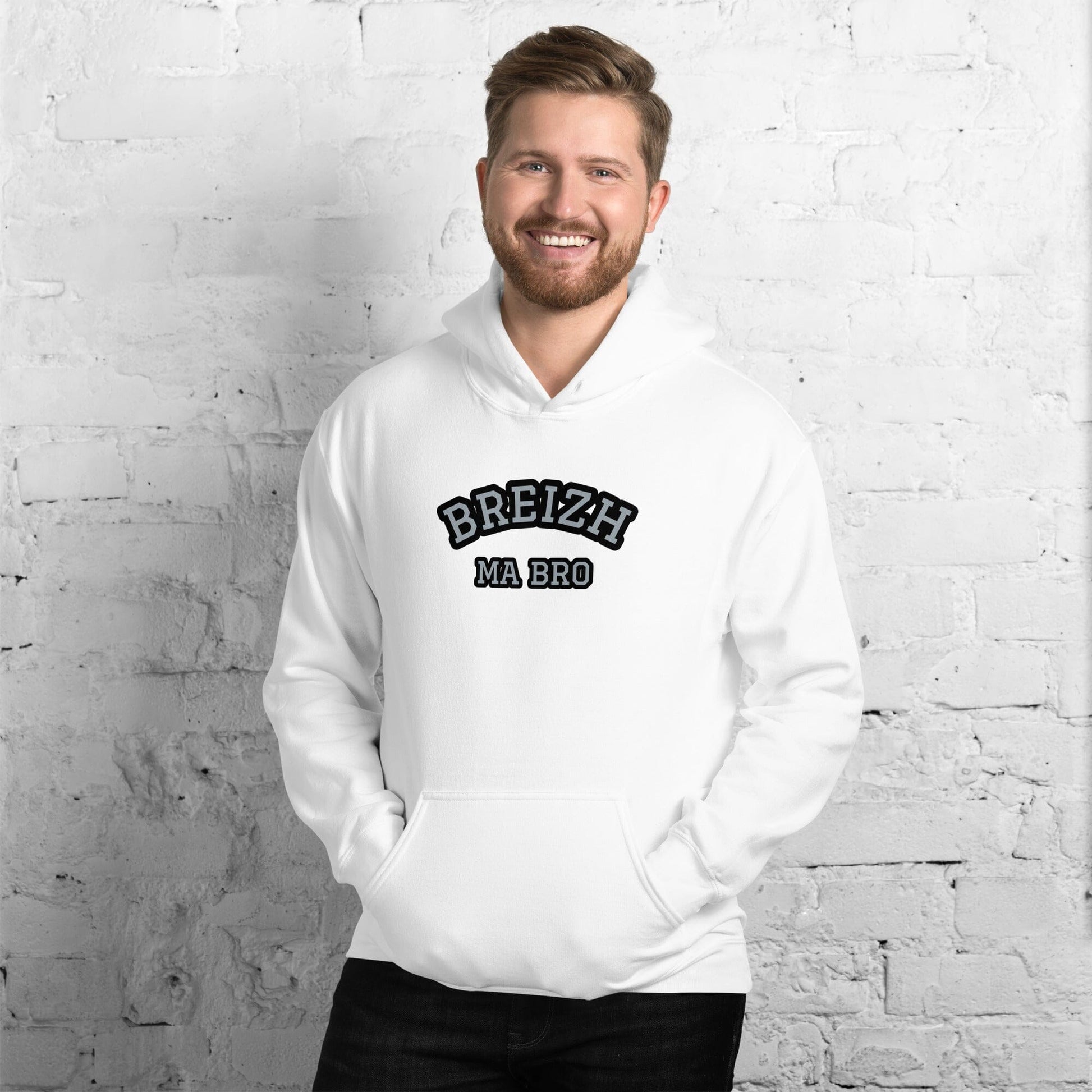 Sweatshirt unisexe à capuche Breizh ma bro Bevet Breizh Blanc S 