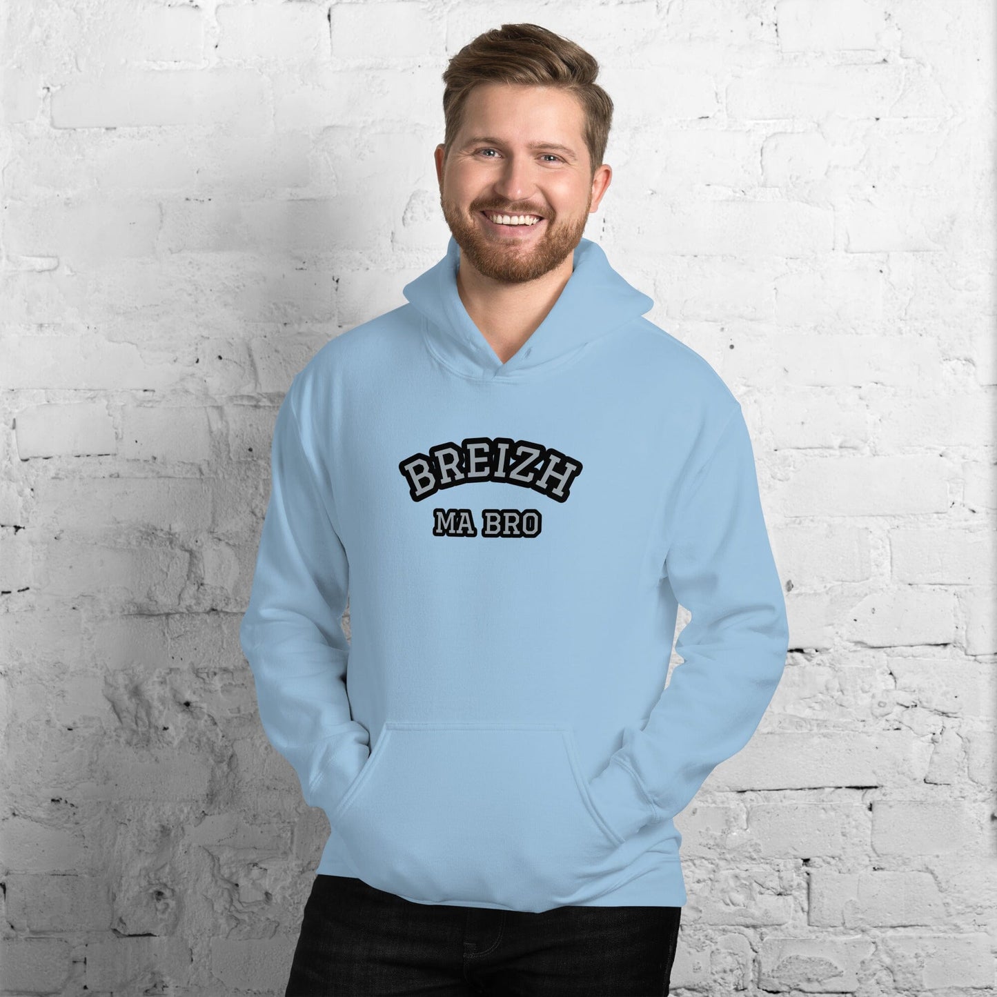 Sweatshirt unisexe à capuche Breizh ma bro Bevet Breizh Bleu Clair S 