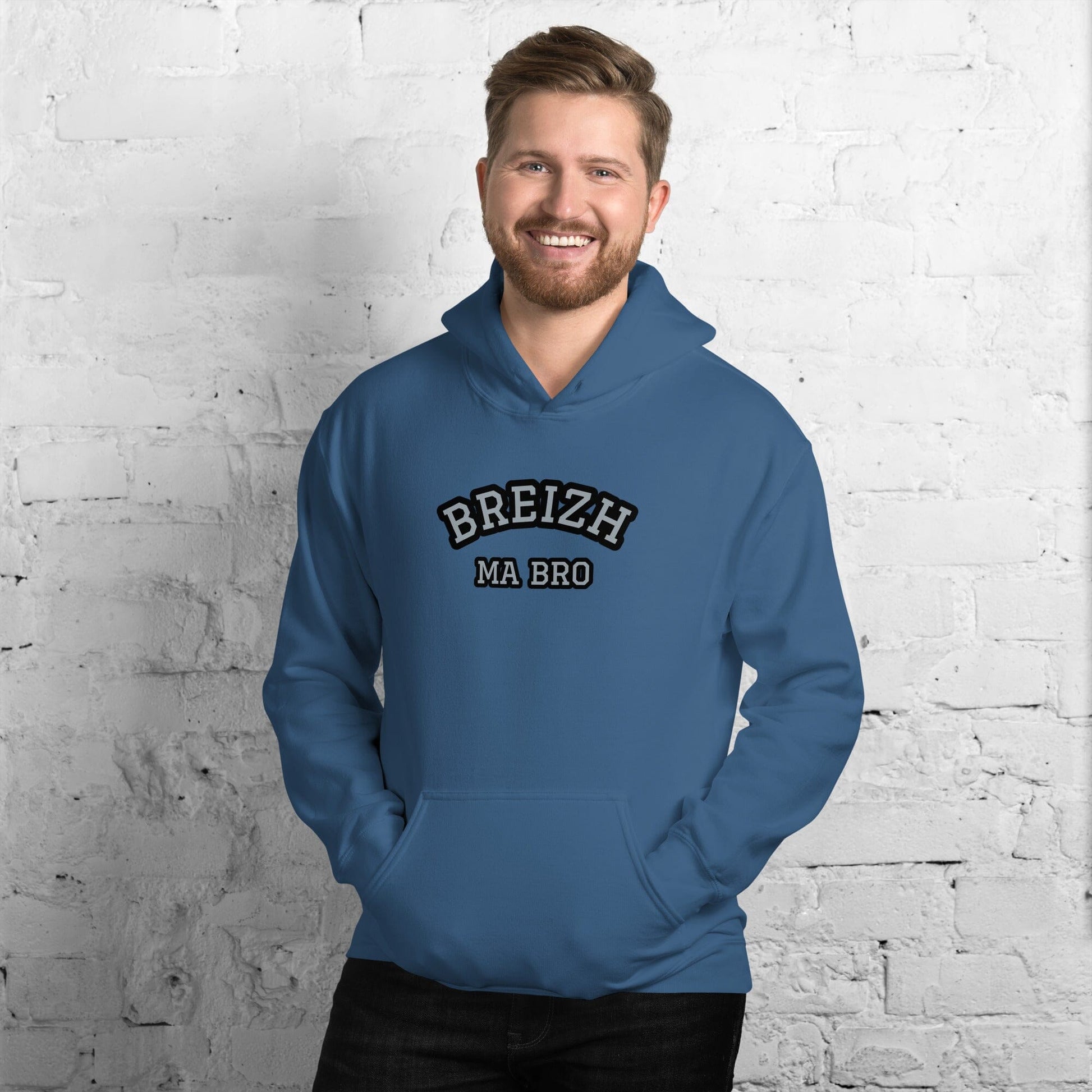 Sweatshirt unisexe à capuche Breizh ma bro Bevet Breizh Bleu Indigo S 