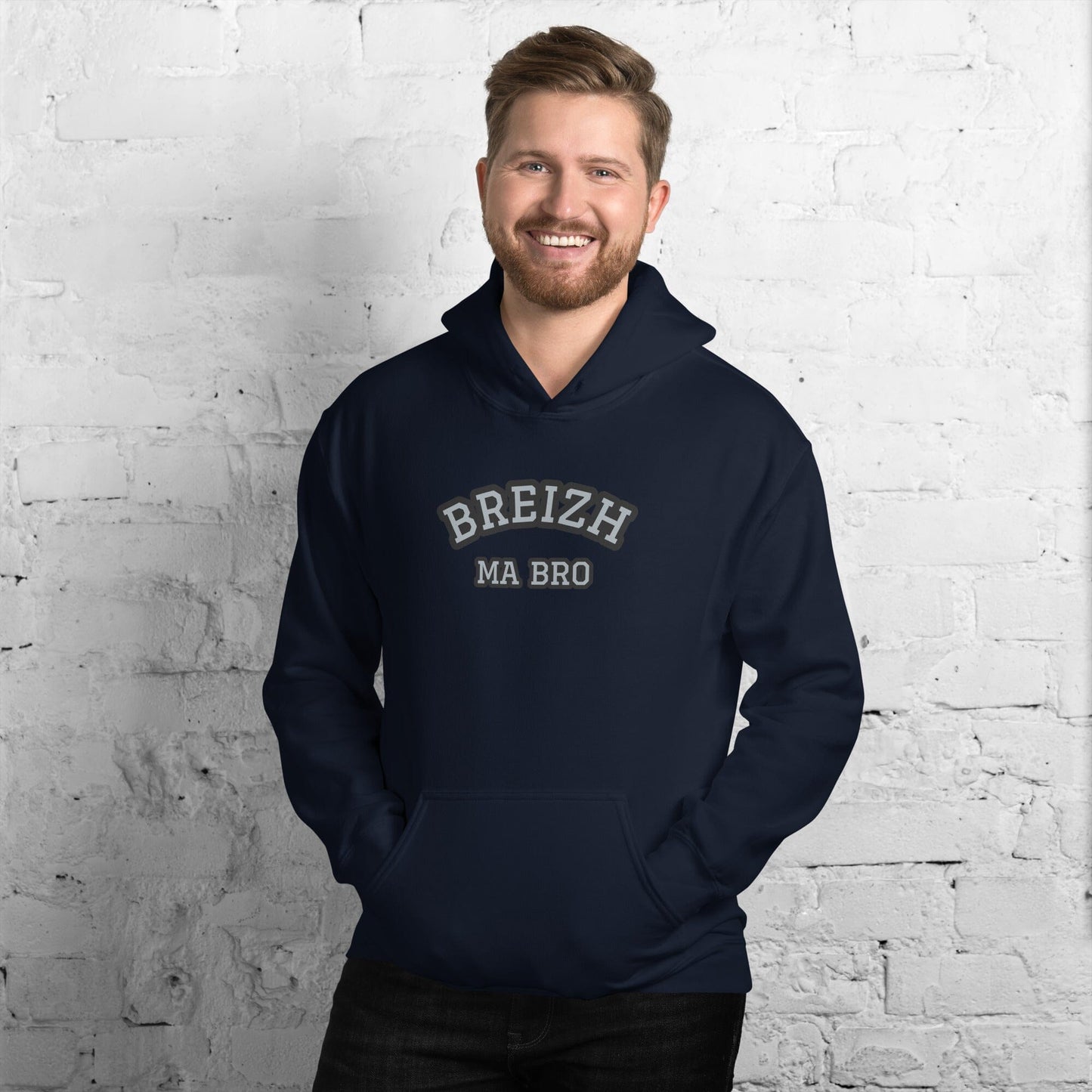 Sweatshirt unisexe à capuche Breizh ma bro Bevet Breizh Bleu Marine S 