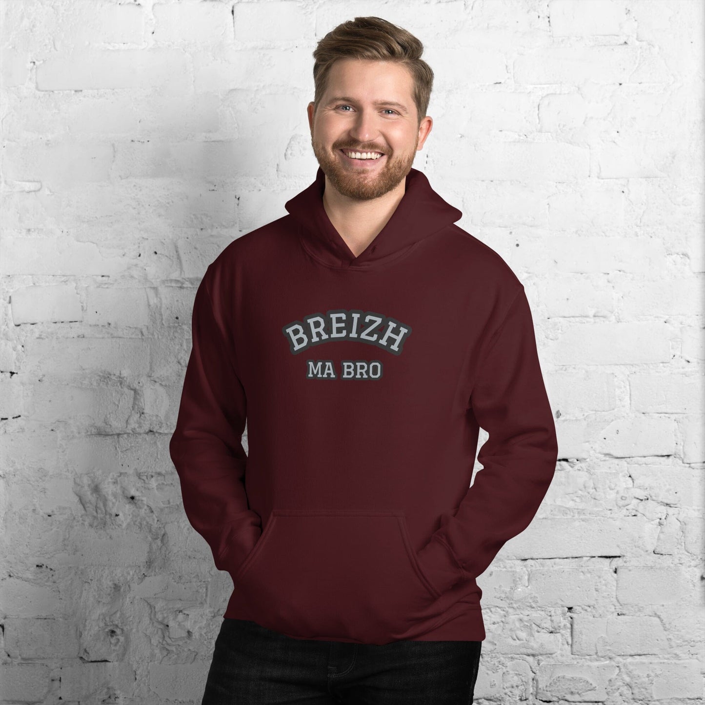 Sweatshirt unisexe à capuche Breizh ma bro Bevet Breizh Bordeaux S 