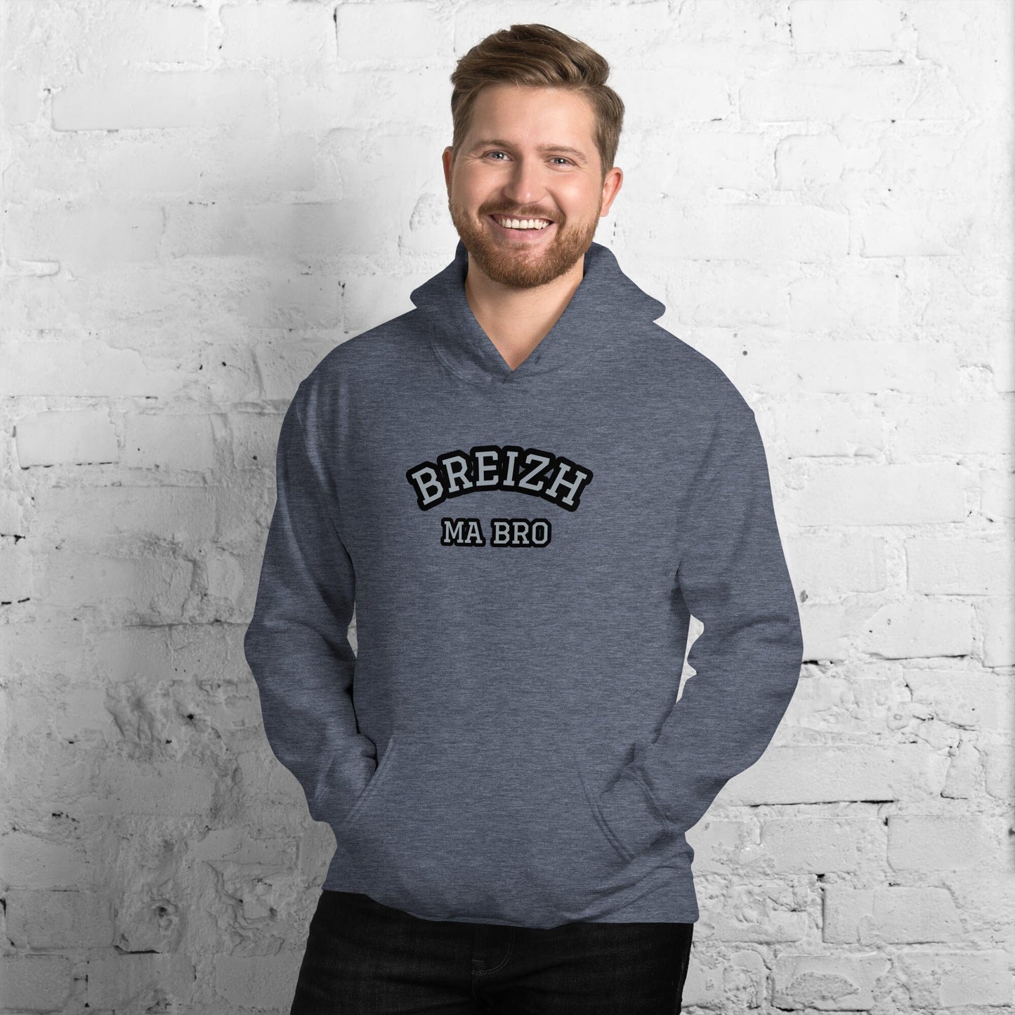 Sweatshirt unisexe à capuche Breizh ma bro Bevet Breizh Heather Sport Dark Navy S 