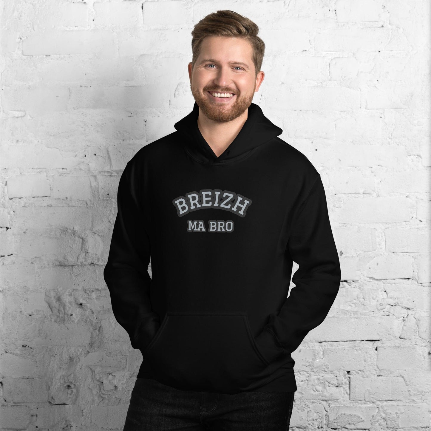 Sweatshirt unisexe à capuche Breizh ma bro Bevet Breizh Noir S 