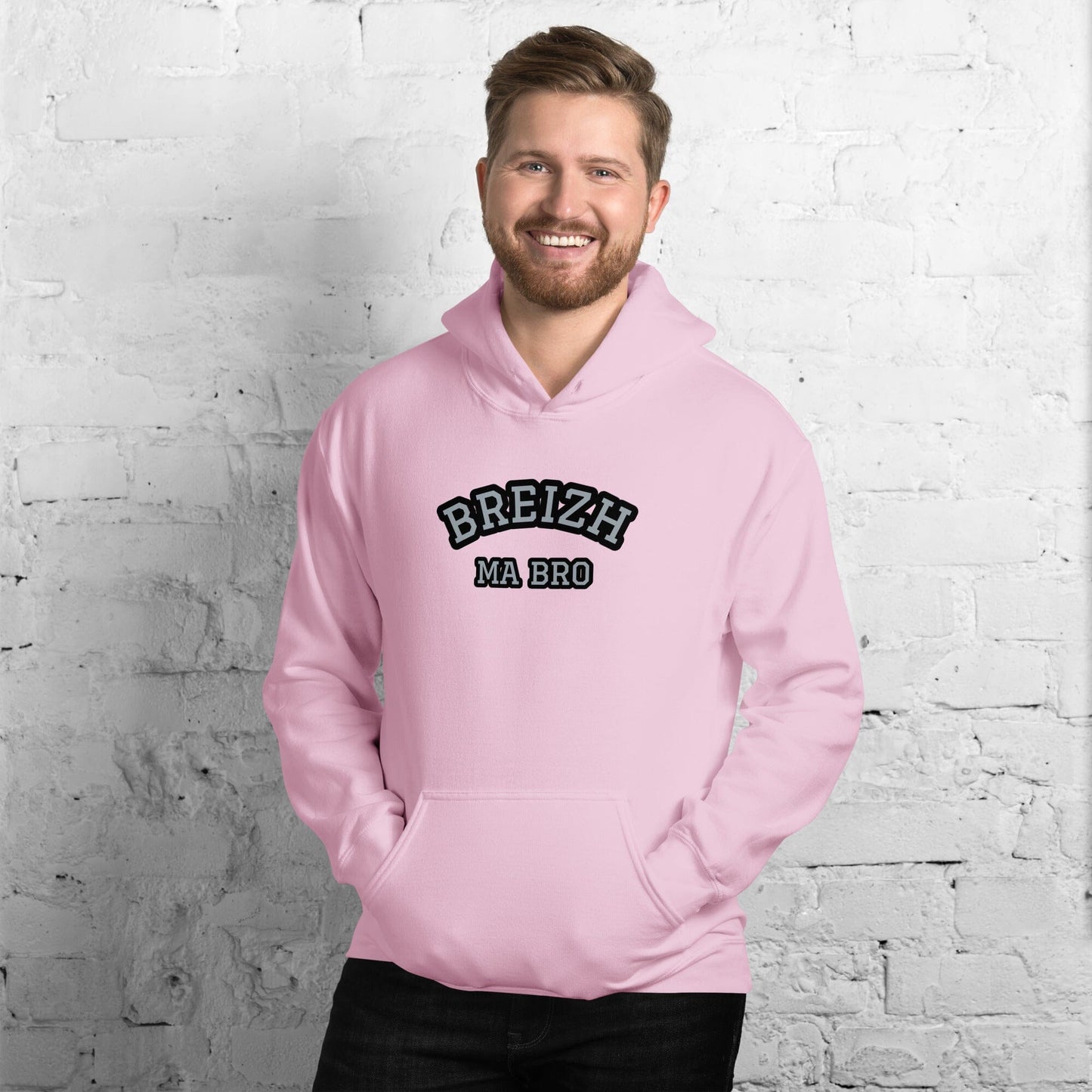 Sweatshirt unisexe à capuche Breizh ma bro Bevet Breizh Rose Clair S 