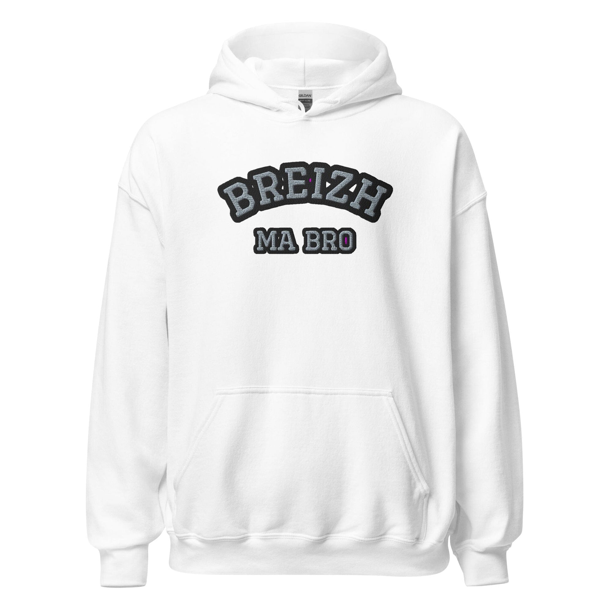 Sweatshirt unisexe à capuche brodé Breizh ma bro sweatshirt Bevet Breizh Blanc S 