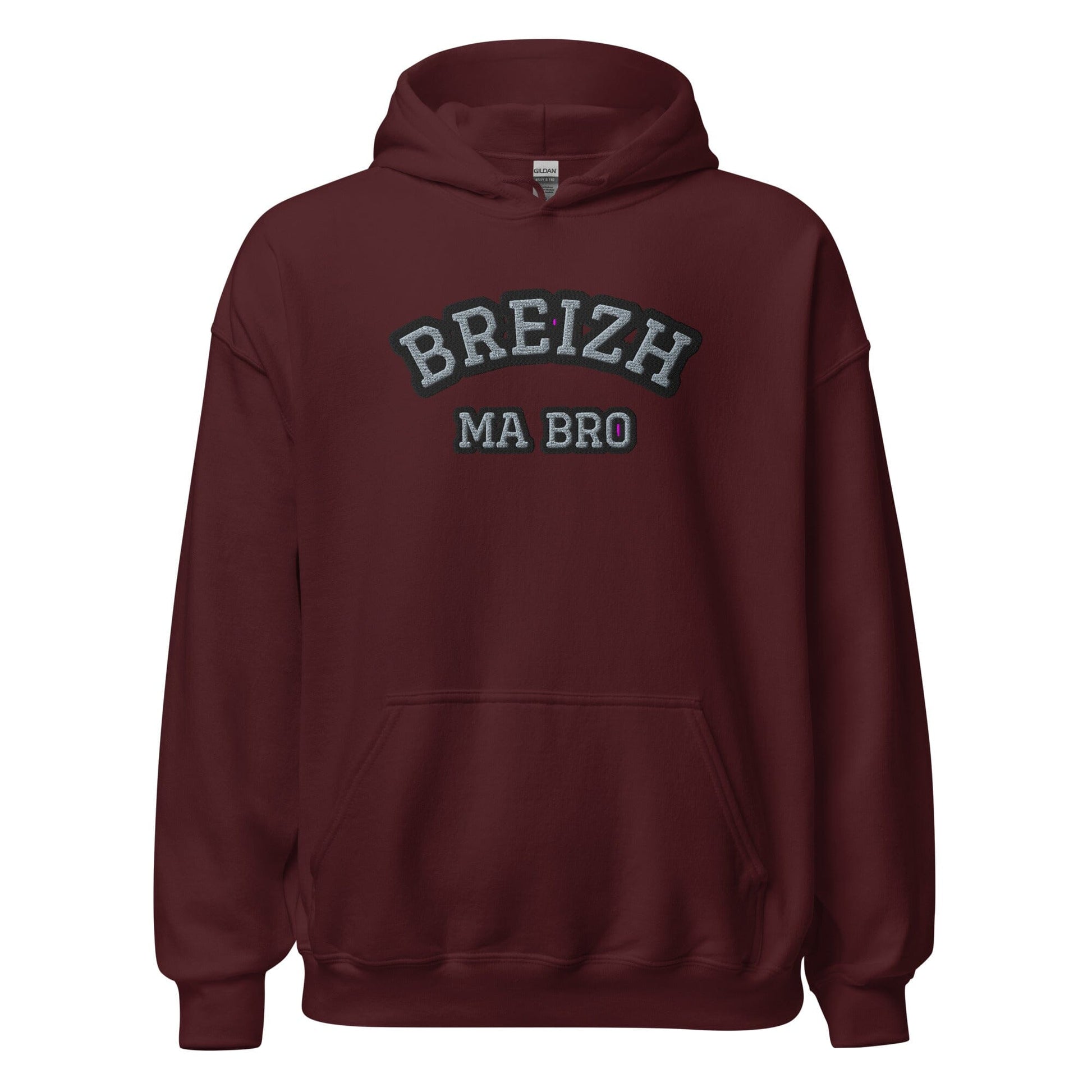 Sweatshirt unisexe à capuche brodé Breizh ma bro sweatshirt Bevet Breizh Bordeaux S 