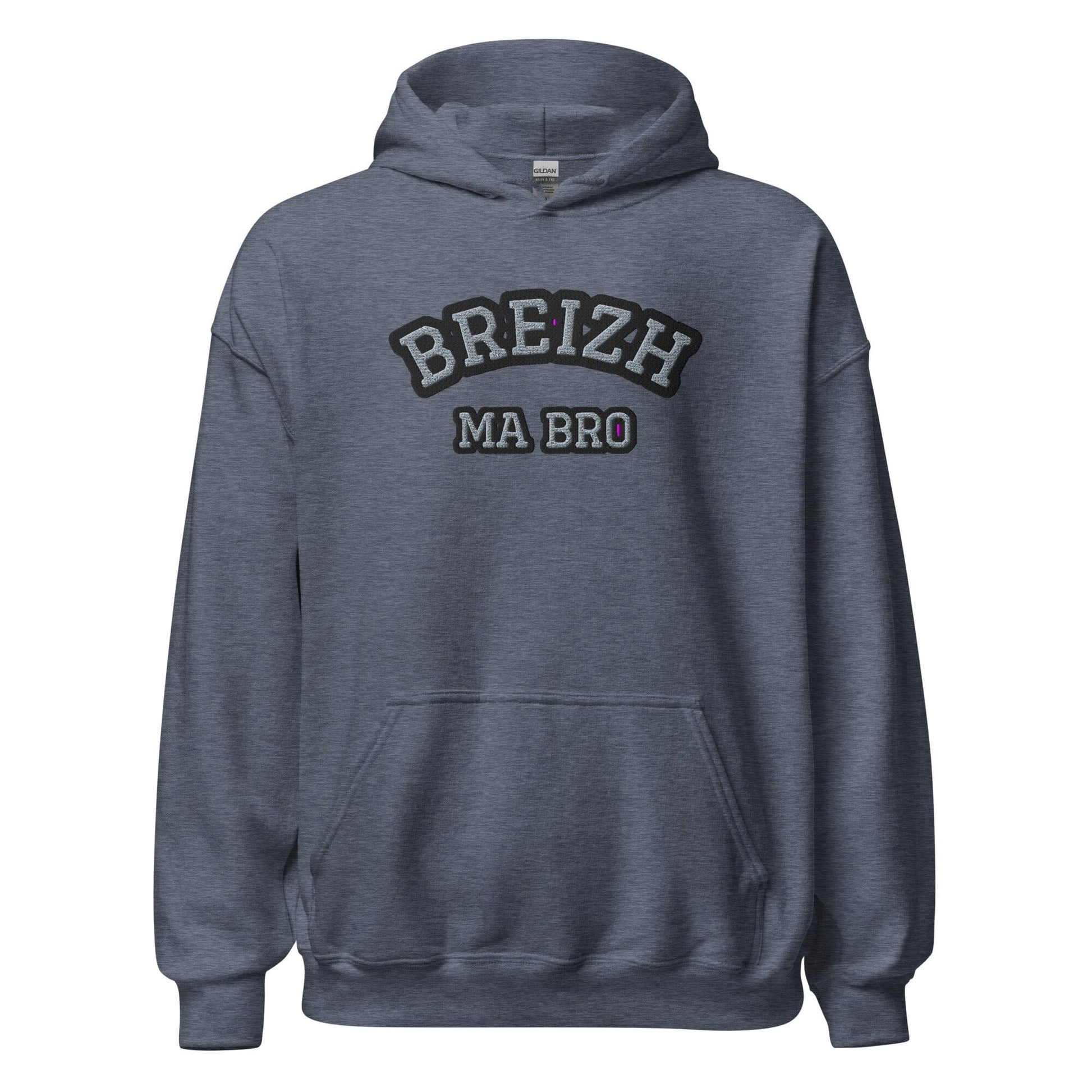 Sweatshirt unisexe à capuche brodé Breizh ma bro sweatshirt Bevet Breizh Heather Sport Dark Navy S 