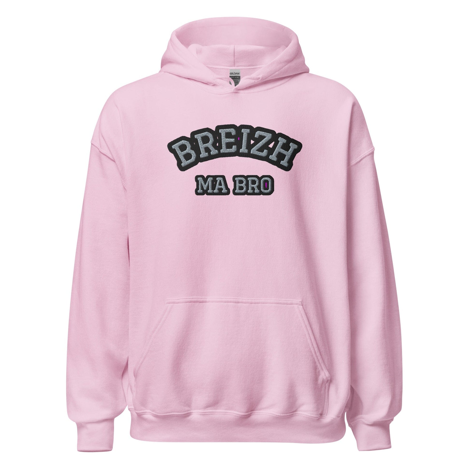 Sweatshirt unisexe à capuche brodé Breizh ma bro sweatshirt Bevet Breizh Rose Clair S 