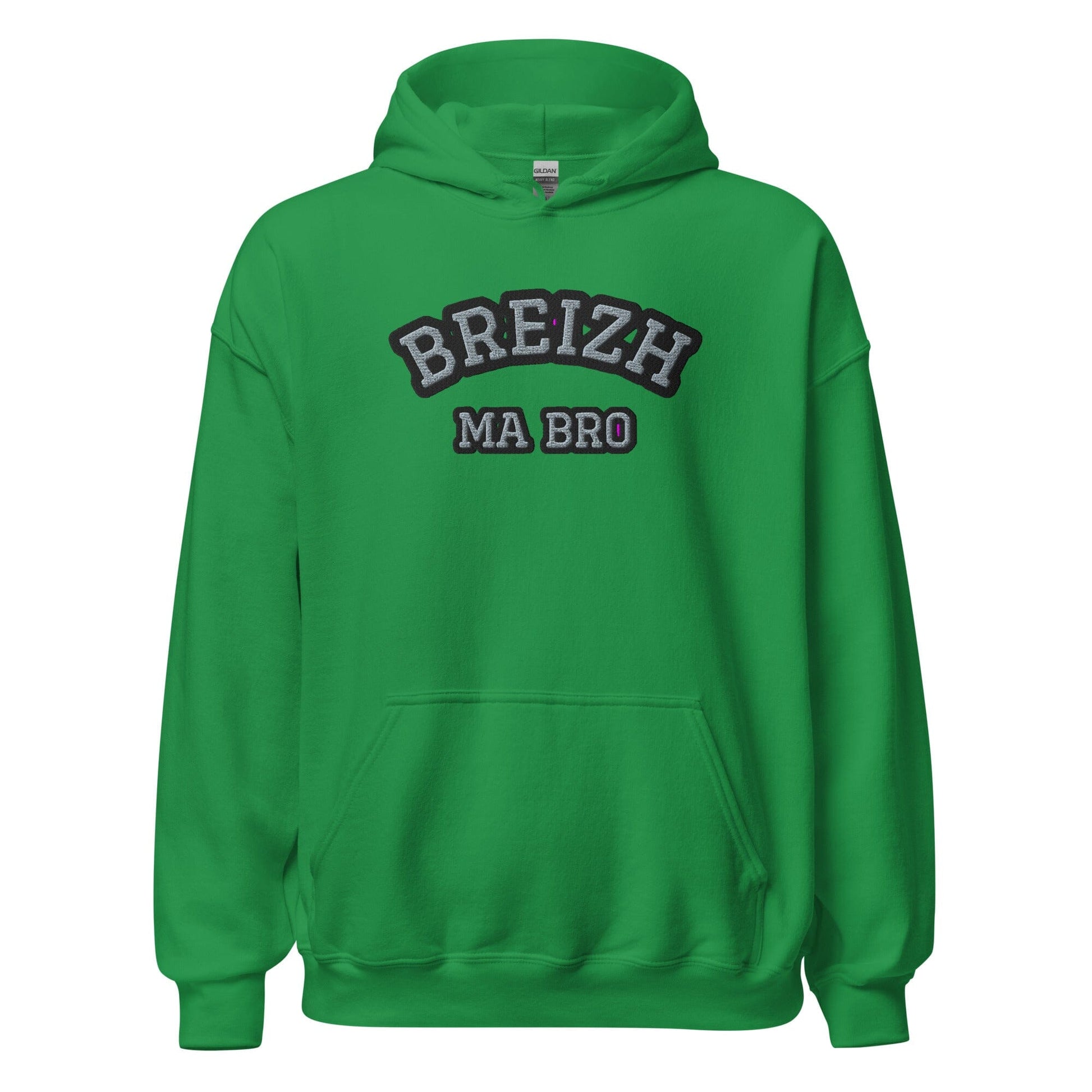 Sweatshirt unisexe à capuche brodé Breizh ma bro sweatshirt Bevet Breizh Vert menthe S 