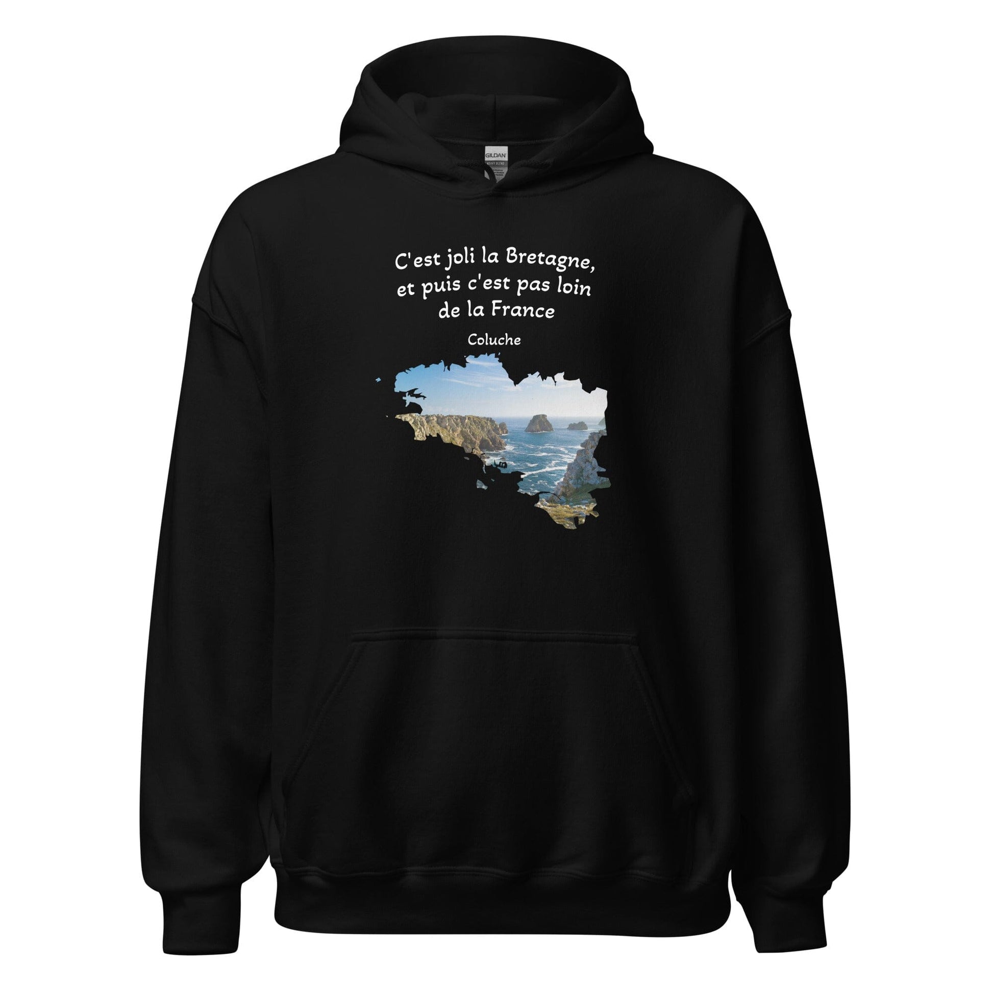 Sweatshirt unisexe à capuche c'est joli la Bretagne Coluche sweat-shirt Bevet Breizh Noir S 