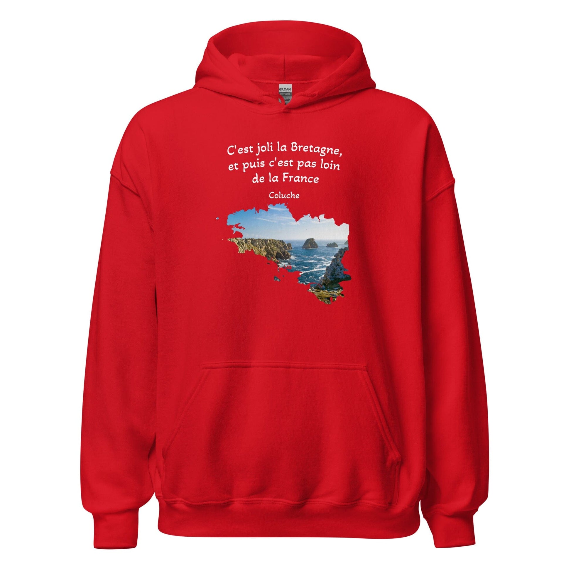 Sweatshirt unisexe à capuche c'est joli la Bretagne Coluche sweat-shirt Bevet Breizh Rouge S 