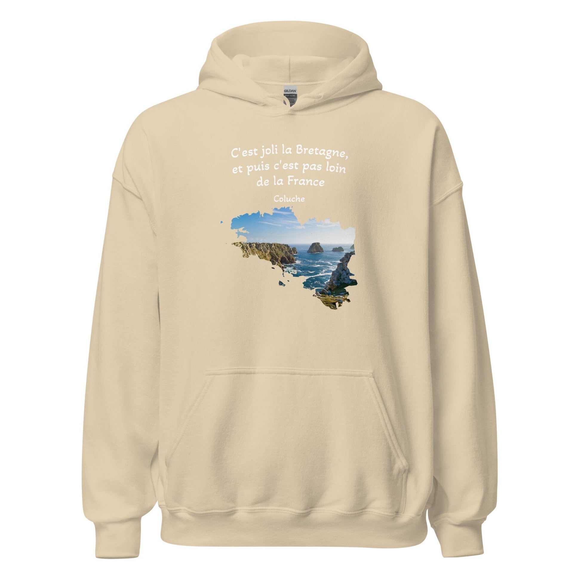 Sweatshirt unisexe à capuche c'est joli la Bretagne Coluche sweat-shirt Bevet Breizh Sable S 