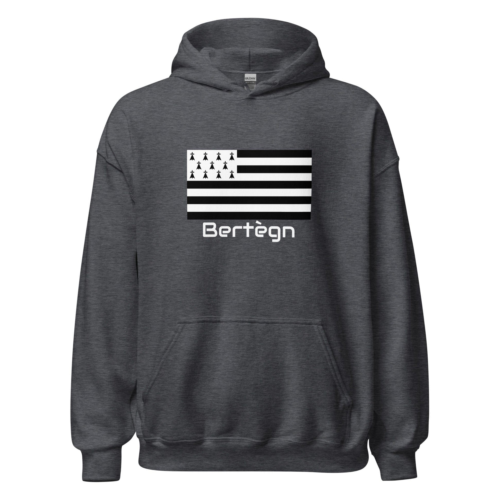 Sweatshirt unisexe à capuche Gwenn Ha Du Bertègn sweat-shirt Bevet Breizh Gris Foncé Chiné S 