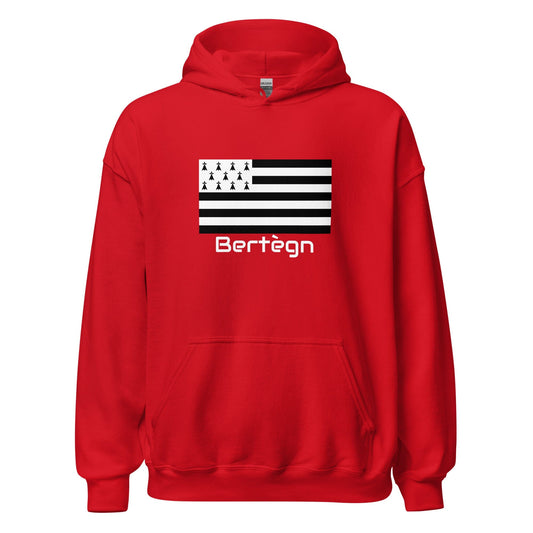 Sweatshirt unisexe à capuche Gwenn Ha Du Bertègn sweat-shirt Bevet Breizh Rouge S 